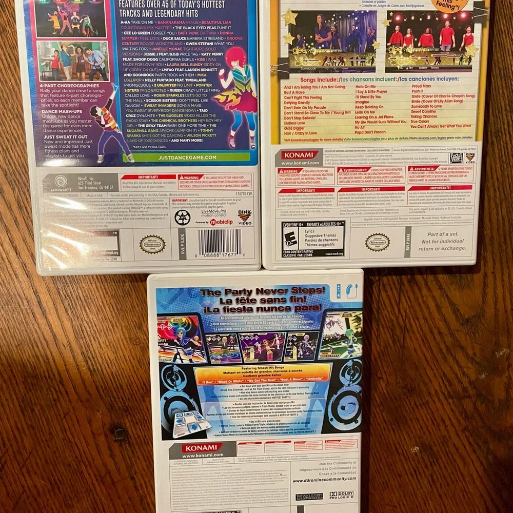 Lot Wii Just Dance 3, Glee Karaoke Revolution, Dance Revolution Hottest Party 2